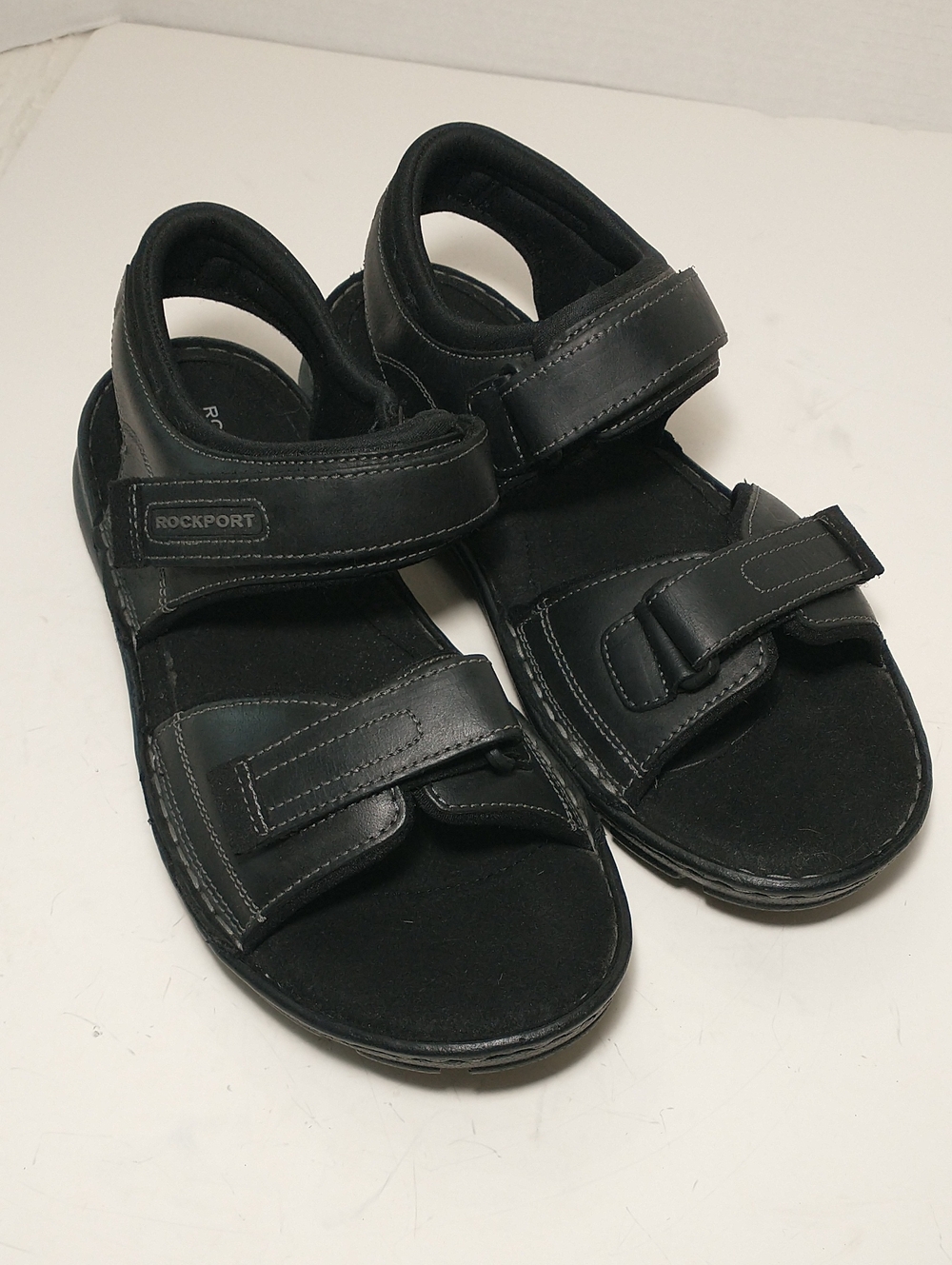 NEW Rockport Men's Darwyn Quarter Strap Sandals, Black,‎ Adjustable, Leather